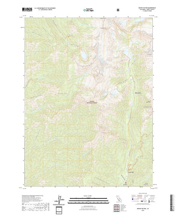 US Topo 7.5-minute map for Mount Hilton CA