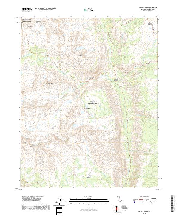 US Topo 7.5-minute map for Mount Kaweah CA