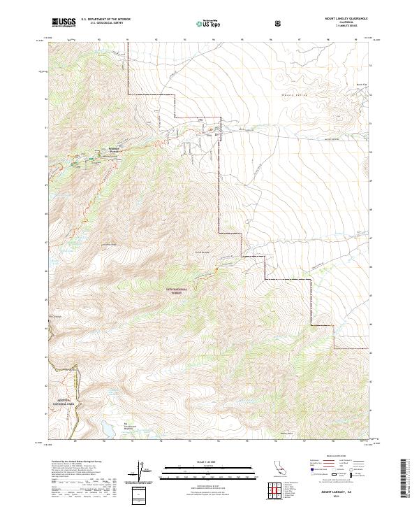 US Topo 7.5-minute map for Mount Langley CA