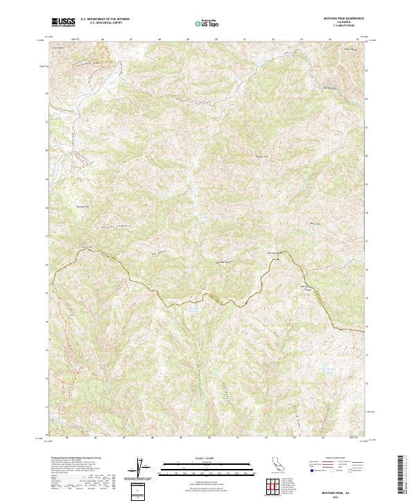 US Topo 7.5-minute map for Mustang Peak CA