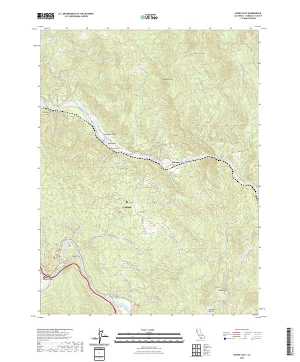 US Topo 7.5-minute map for Myers Flat CA
