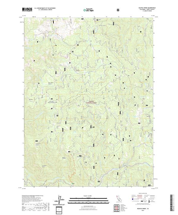 US Topo 7.5-minute map for Naufus Creek CA