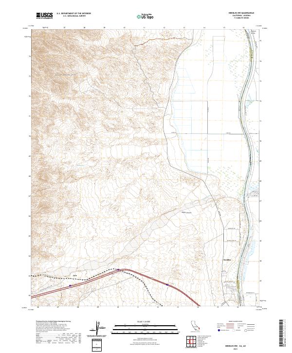 US Topo 7.5-minute map for Needles NW CAAZ