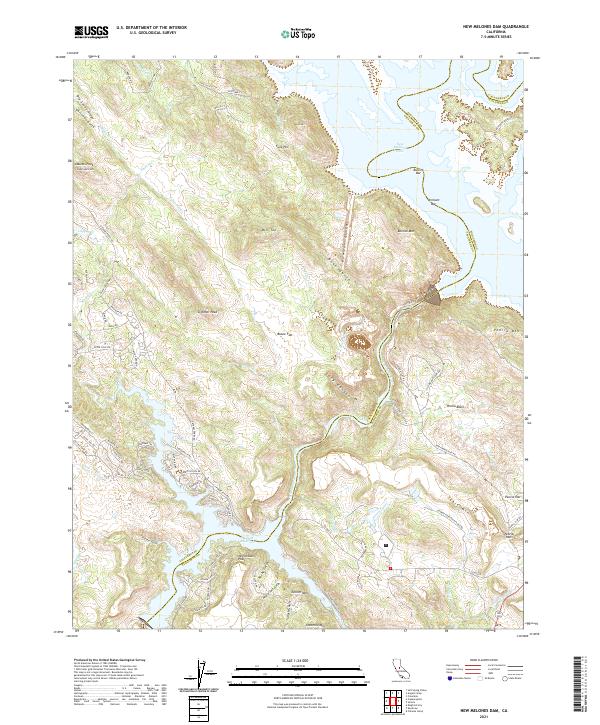 US Topo 7.5-minute map for New Melones Dam CA