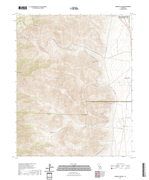 US Topo 7.5-minute map for Ninemile Canyon CA