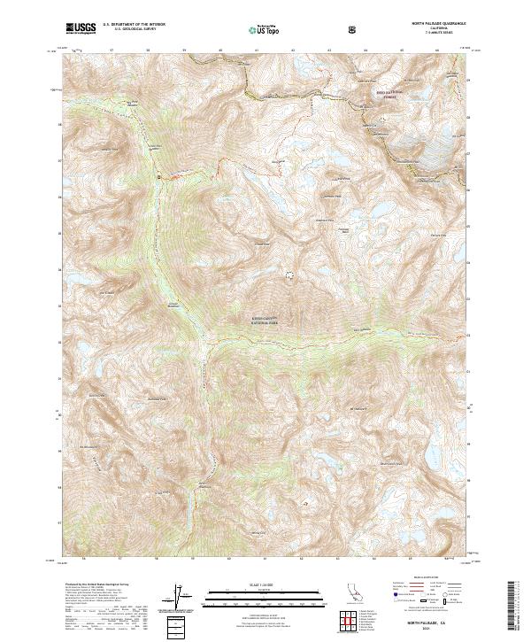 US Topo 7.5-minute map for North Palisade CA