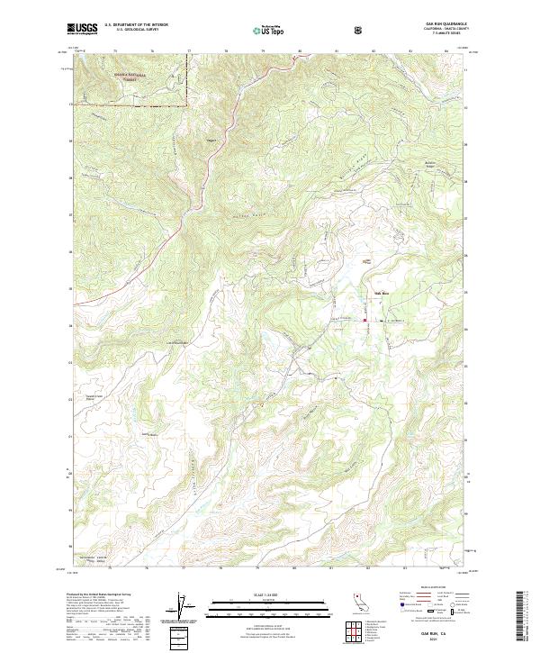 US Topo 7.5-minute map for Oak Run CA