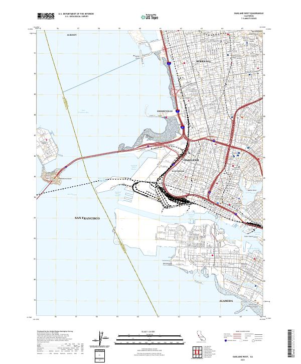 US Topo 7.5-minute map for Oakland West CA