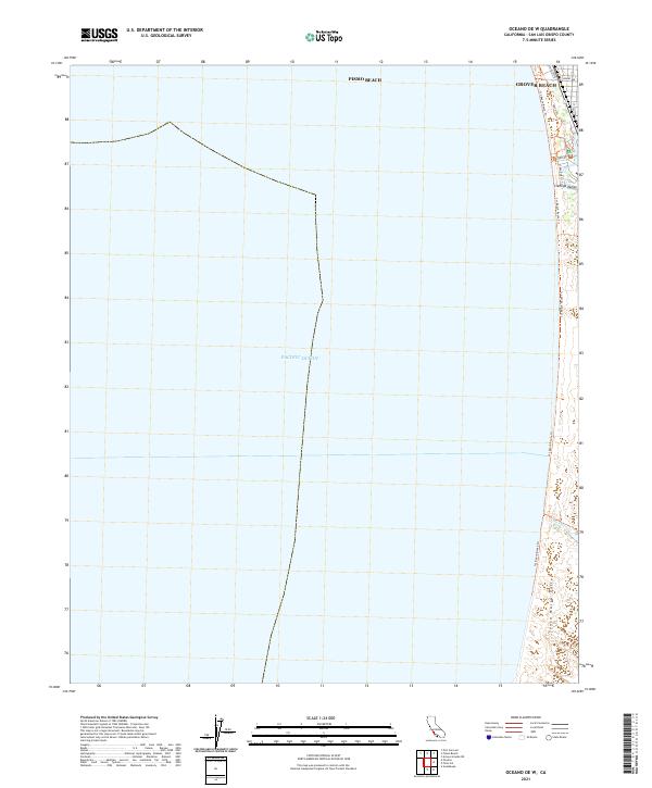 US Topo 7.5-minute map for Oceano OE W CA