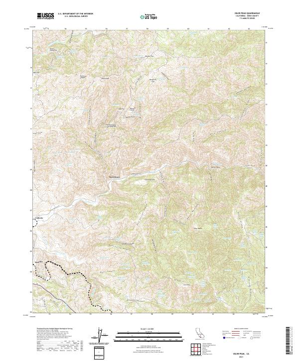 US Topo 7.5-minute map for Oiler Peak CA