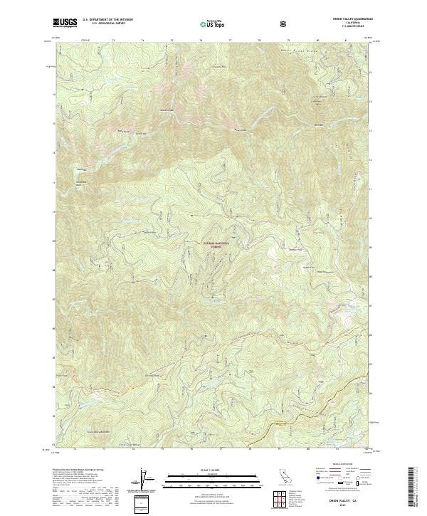 US Topo 7.5-minute map for Onion Valley CA