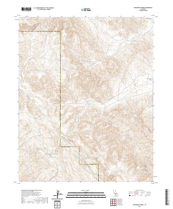 US Topo 7.5-minute map for Packwood Creek CA