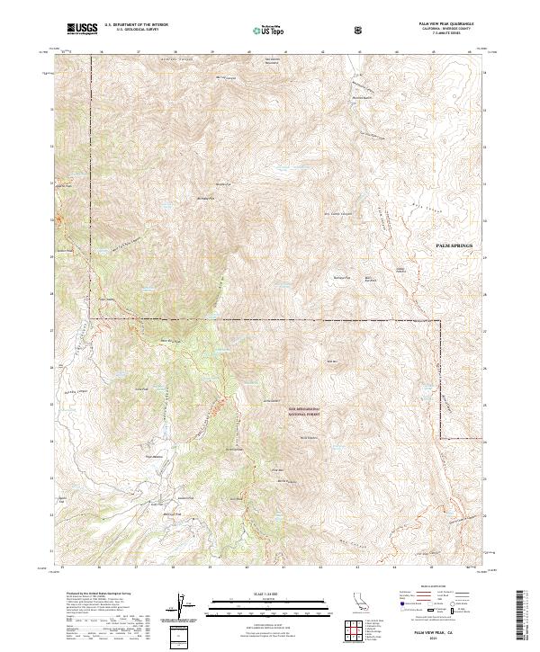 US Topo 7.5-minute map for Palm View Peak CA