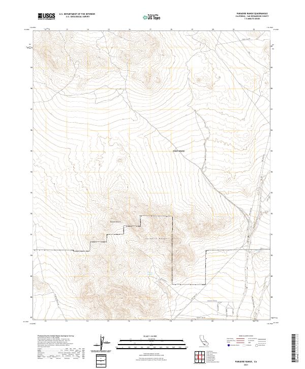 US Topo 7.5-minute map for Paradise Range CA