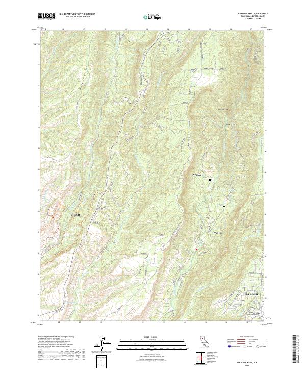 US Topo 7.5-minute map for Paradise West CA