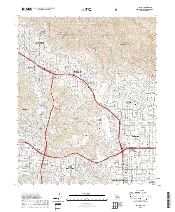 US Topo 7.5-minute map for Pasadena CA