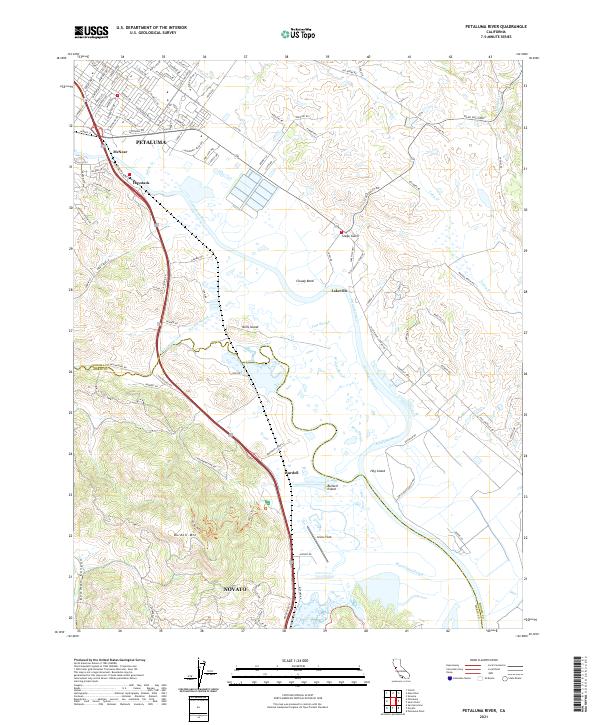 US Topo 7.5-minute map for Petaluma River CA