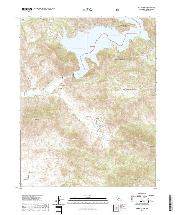 US Topo 7.5-minute map for Pine Flat Dam CA