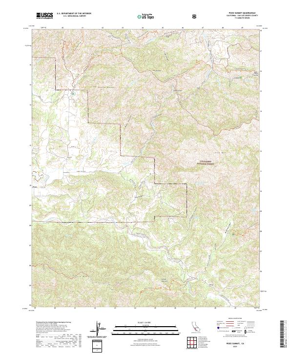 US Topo 7.5-minute map for Pozo Summit CA