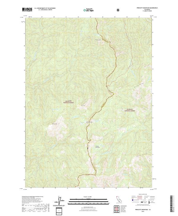 US Topo 7.5-minute map for Prescott Mountain CA