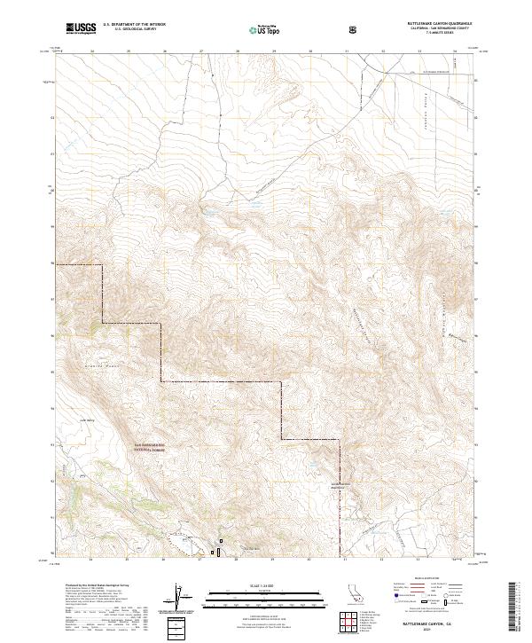 US Topo 7.5-minute map for Rattlesnake Canyon CA