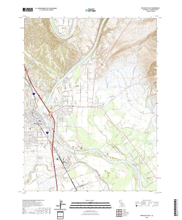 US Topo 7.5-minute map for Red Bluff East CA