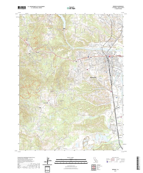 US Topo 7.5-minute map for Redding CA