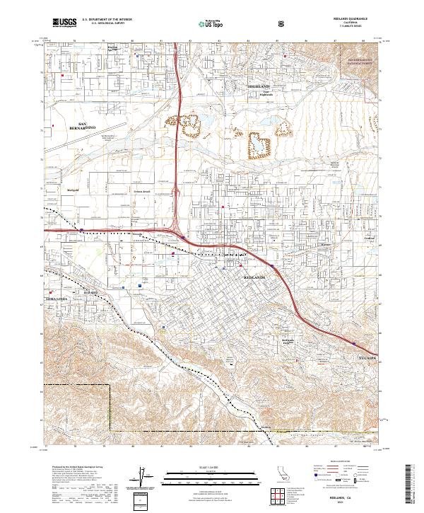 US Topo 7.5-minute map for Redlands CA