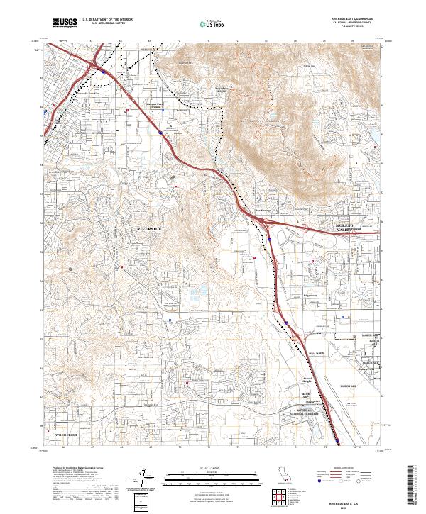 US Topo 7.5-minute map for Riverside East CA