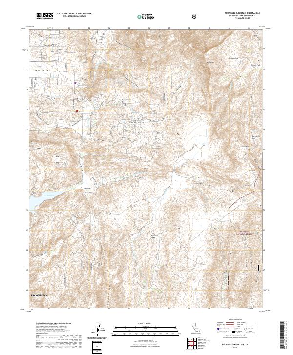 US Topo 7.5-minute map for Rodriguez Mountain CA