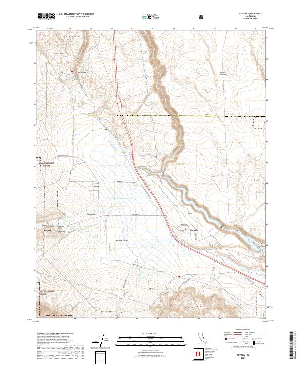 US Topo 7.5-minute map for Rovana CA