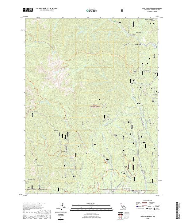 US Topo 7.5-minute map for Rush Creek Lakes CA