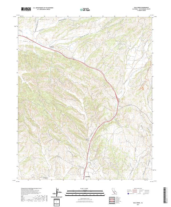 US Topo 7.5-minute map for Zaca Creek CA