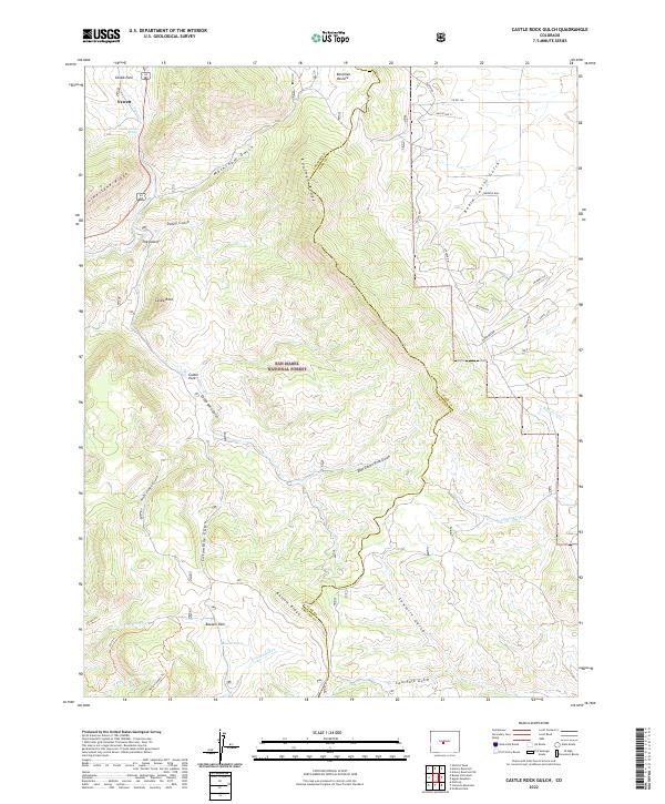 US Topo 7.5-minute map for Castle Rock Gulch CO