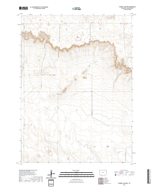 US Topo 7.5-minute map for Chimney Canyons CO