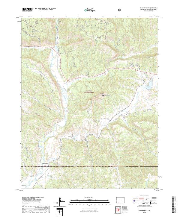 US Topo 7.5-minute map for Chimney Rock CO