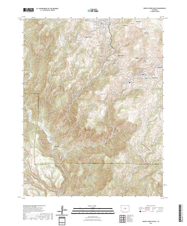 US Topo 7.5-minute map for Cripple Creek South CO