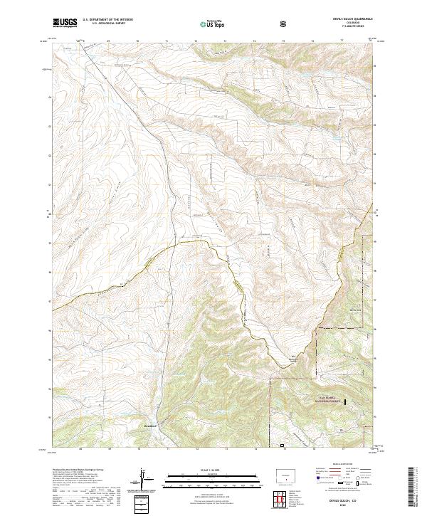 US Topo 7.5-minute map for Devils Gulch CO