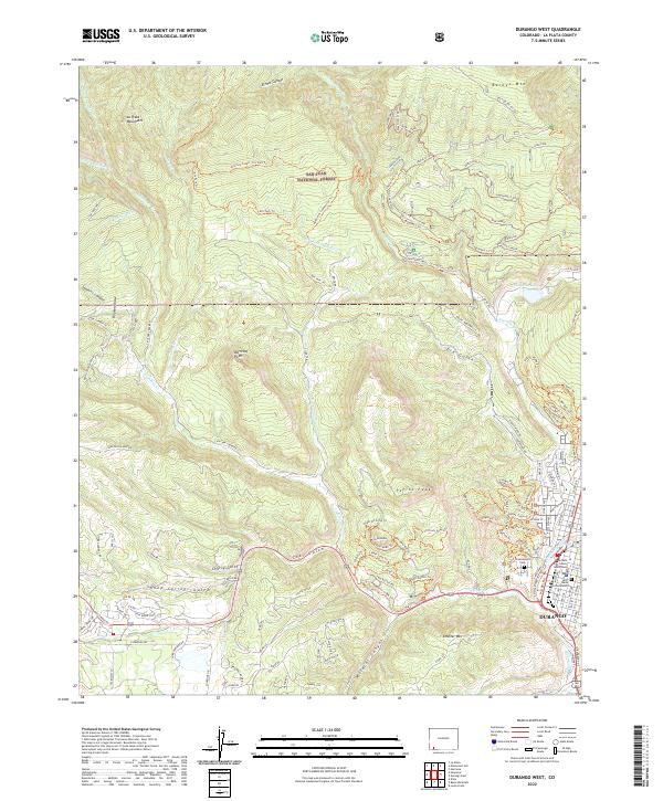 US Topo 7.5-minute map for Durango West CO