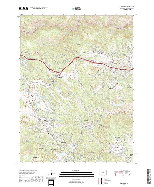 US Topo 7.5-minute map for Evergreen CO – American Map Store