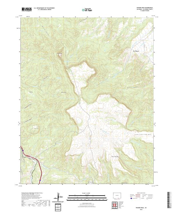 US Topo 7.5-minute map for Fishers Peak CO