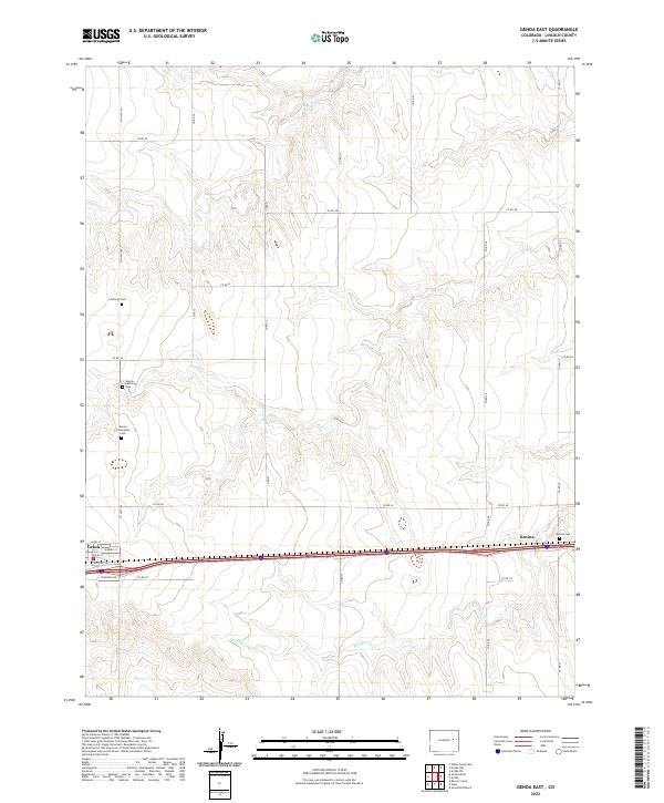 US Topo 7.5-minute map for Genoa East CO