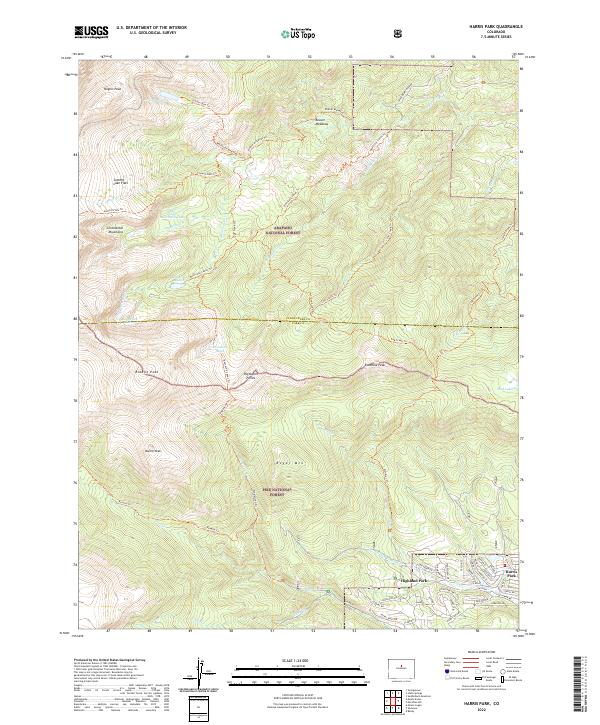 US Topo 7.5-minute map for Harris Park CO