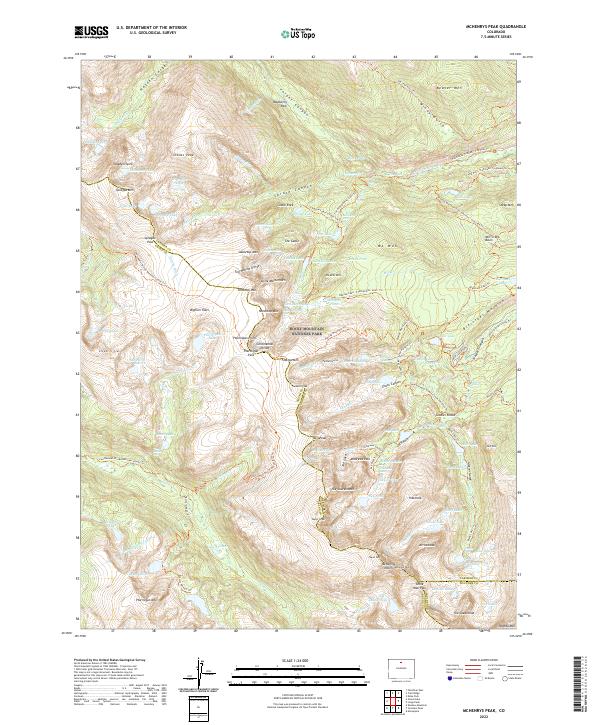 US Topo 7.5-minute map for McHenrys Peak CO – American Map Store