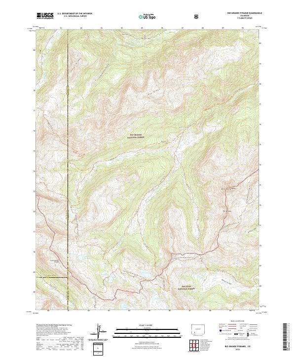 US Topo 7.5-minute map for Rio Grande Pyramid CO – American Map Store