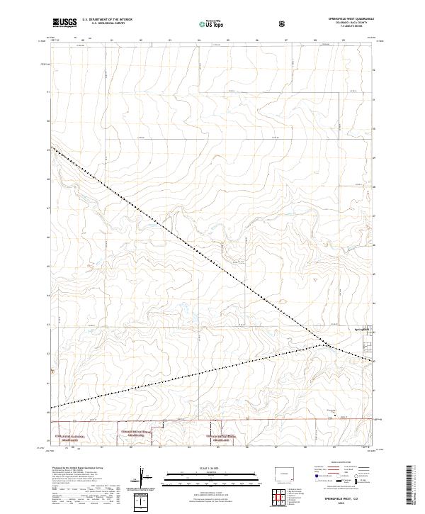 US Topo 7.5-minute map for Springfield West CO – American Map Store