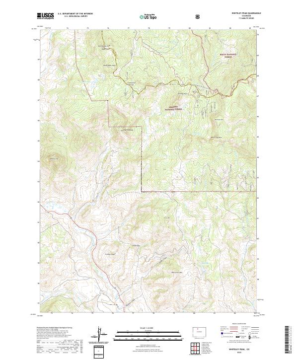 US Topo 7.5-minute map for Whiteley Peak CO