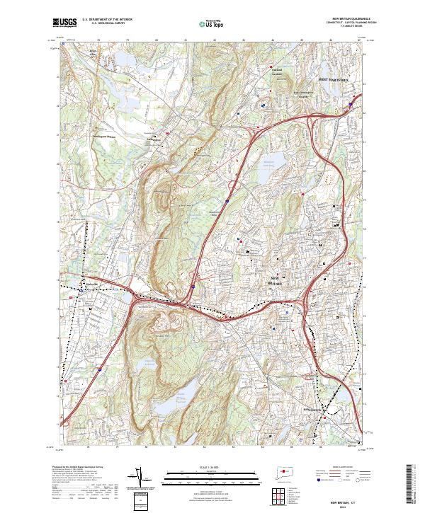 US Topo 7.5-minute map for New Britain CT