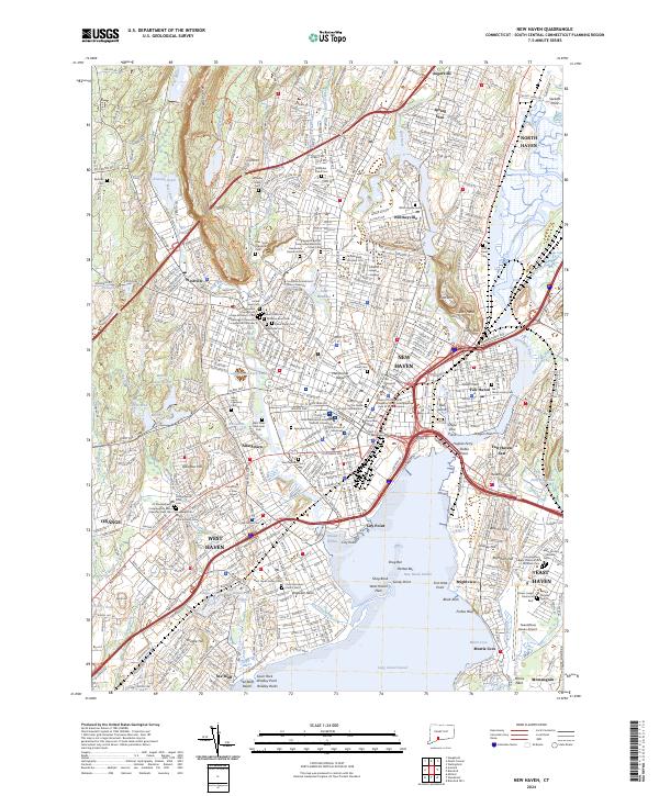 US Topo 7.5-minute map for New Haven CT