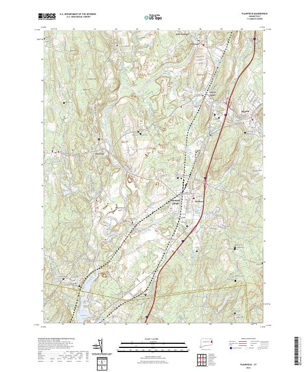 US Topo 7.5-minute map for Plainfield CT